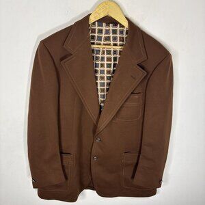 Vintage 1970s Brown Blazer Men’s 44 Sport Coat Wide Lapel Retro Disco Mod Jacket